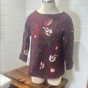 Cynthia Rowley Floral and Burgundy Sweater
